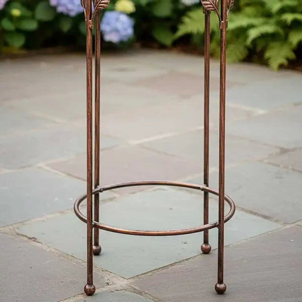 Base alta para maceta de herrería (Diseño con hojas)