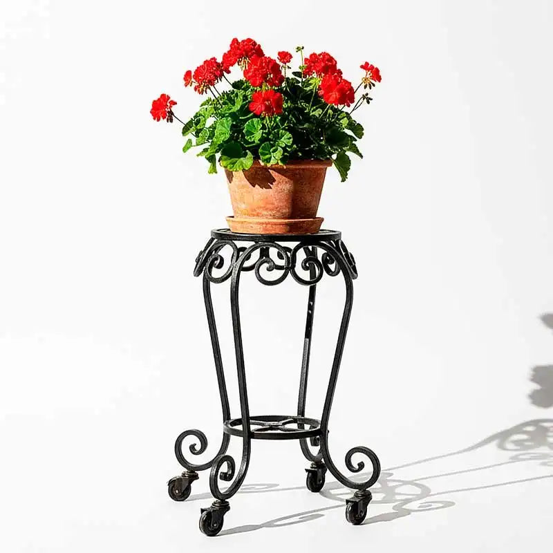 Base con ruedas para macetas diseño con forja