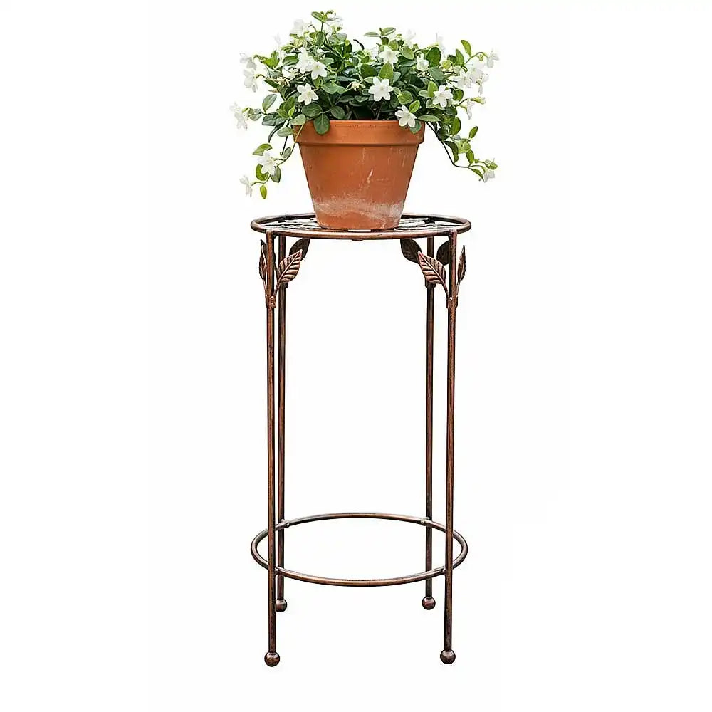 Base alta para maceta de herrería (Diseño con hojas)