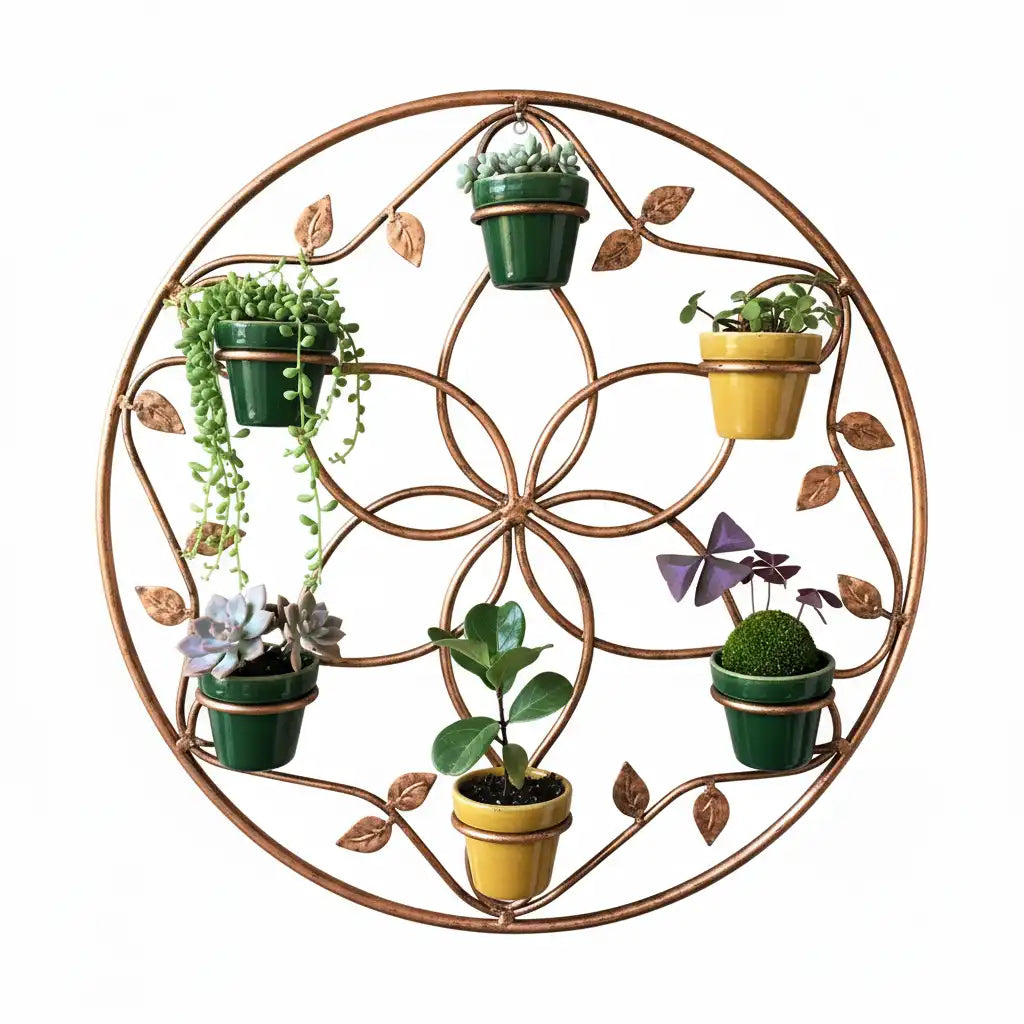 Soporte para plantas colgantes de hierro diseño estrella