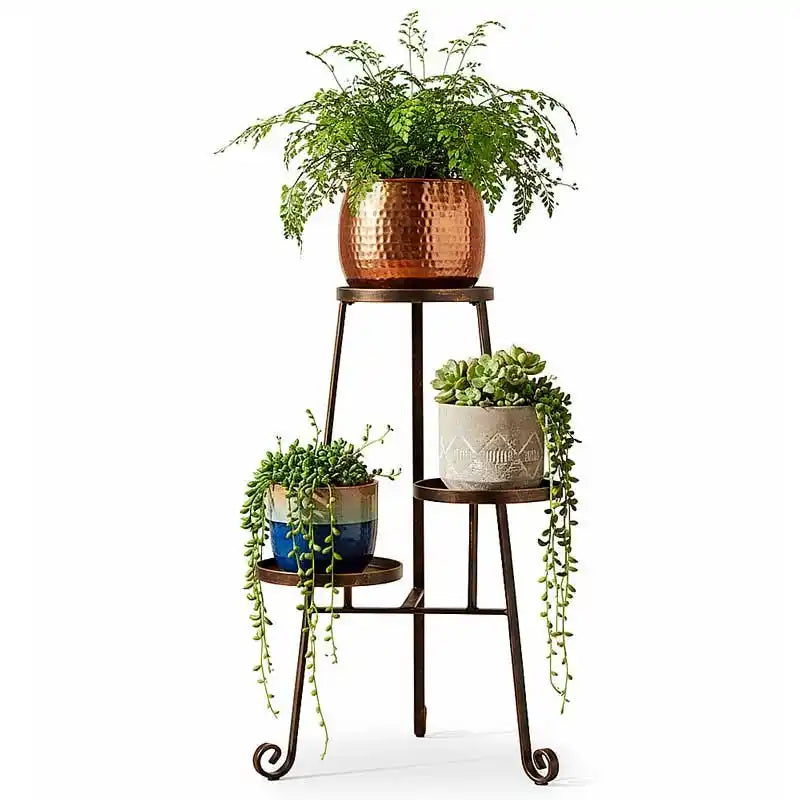 Base alta para maceta para 3 plantas (diseño en trípode)