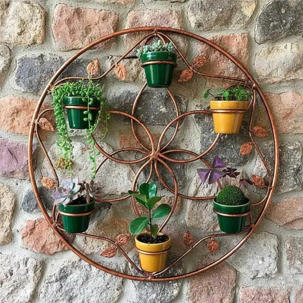 Soporte para plantas colgantes de hierro diseño estrella